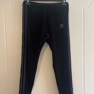 Adidas black velour sweatpants
